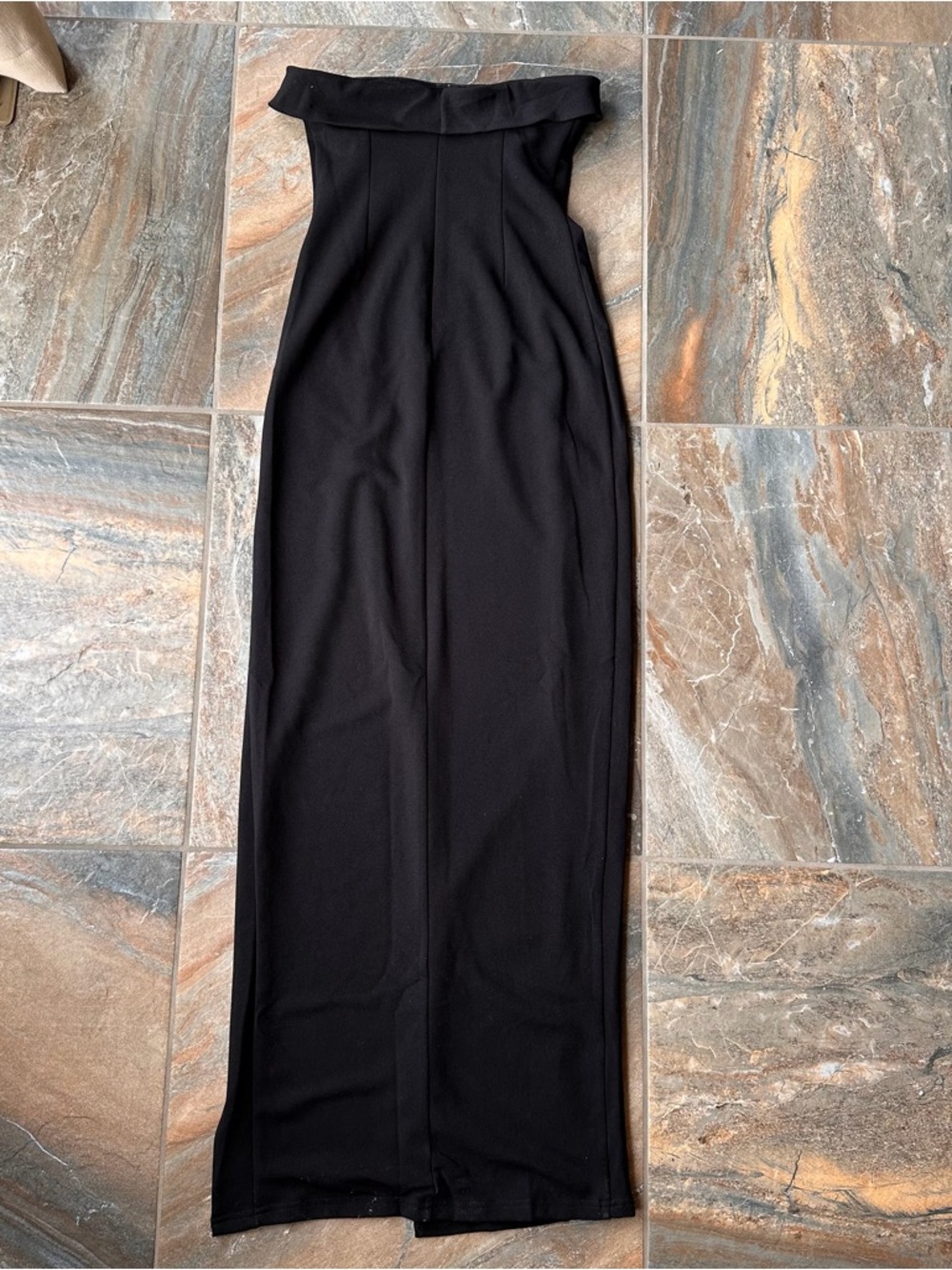 BabyBoo Fashion Black Strapless Corset Maxi Dress with Front Slit - Size M - Picture 5 of 10